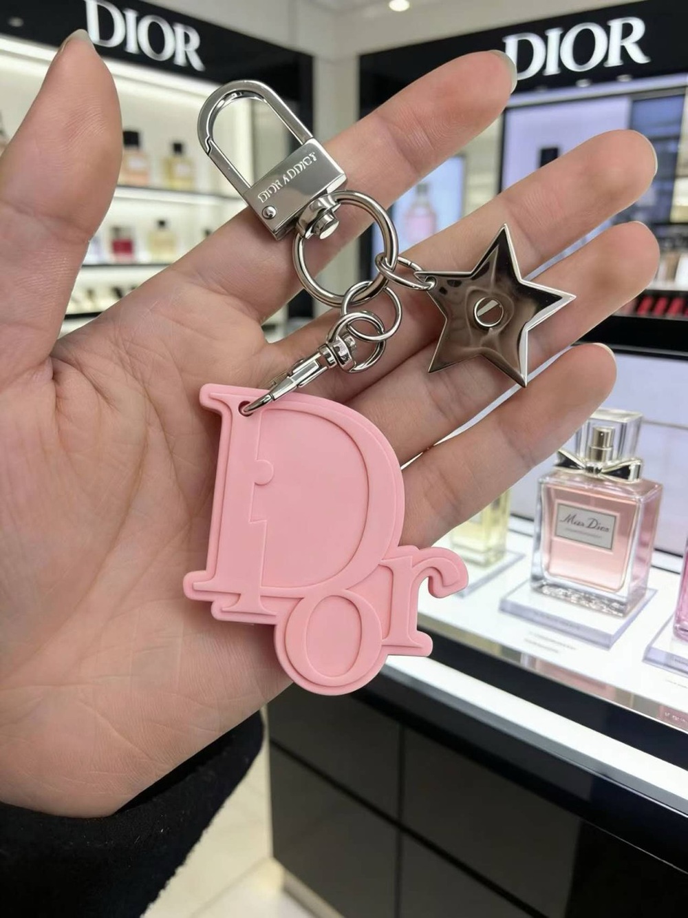DIOR Pink Scented Keychain with Star Charm